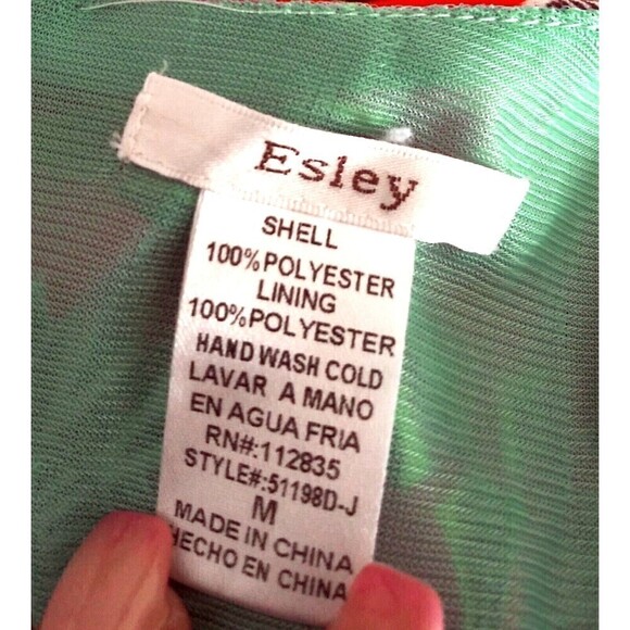 Esley Women's Dress Size Medium Red Turquoise Floral & Aztec Print - Picture 6 of 7